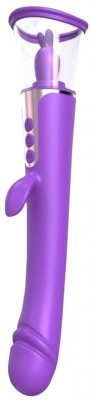 Фиолетовый двусторонний вибростимулятор Esther - 26,5 см.