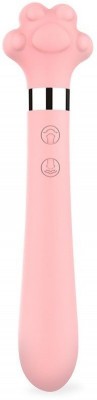Розовый двусторонний вибромассажер Meow в форме лапки - 21 см.