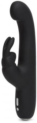 Чёрный вибратор Slimline G-Spot Rechargeable Rabbit Vibrator - 24,1 см.