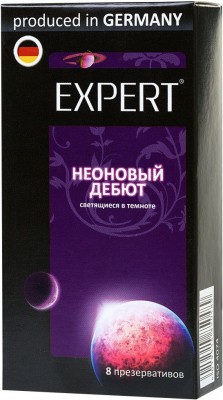 Светящиеся в темноте презервативы Expert  Неоновый дебют  - 8 шт.