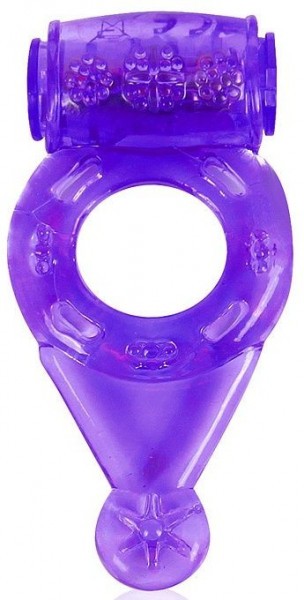 Фиолетовое эрекционное виброкольцо с шипиками