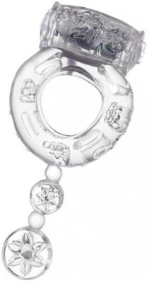 Прозрачное эрекционное кольцо с вибратором и хвостом