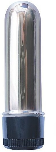 Серебристая гладкая вибропуля - 6,4 см.