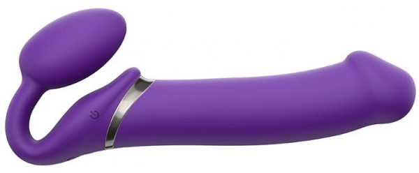 Фиолетовый безремневой вибрострапон Silicone Bendable Strap-On - size XL