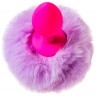 Розовая анальная втулка Sweet bunny с сиреневым пушистым хвостиком