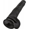 Чёрный фаллоимитатор-гигант 14  Cock with Balls - 37,5 см.