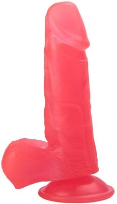 Розовый стимулятор в форме фаллоса на присоске - 15,5 см.