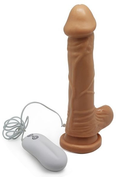 Телесный вибратор 10 Mode Vibrating Carved Dildo - 20 см.