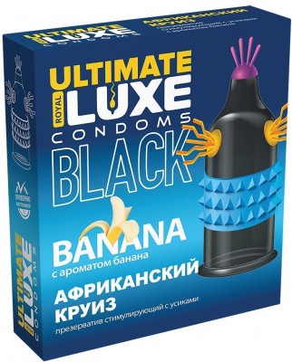 Черный стимулирующий презерватив  Африканский круиз  с ароматом банана - 1 шт.