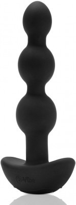Чёрная анальная виброёлочка TRIPLET ANAL BEADS BLACK - 14 см.