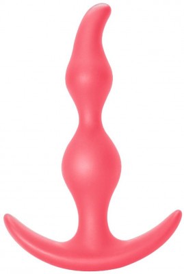 Розовая анальная пробка Bent Anal Plug Black - 13 см.