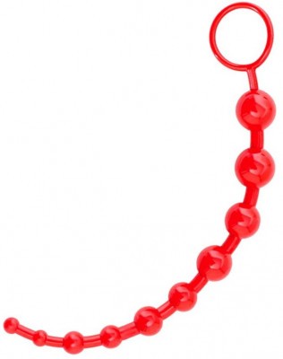 Красная анальная цепочка Black Red - 31 см.