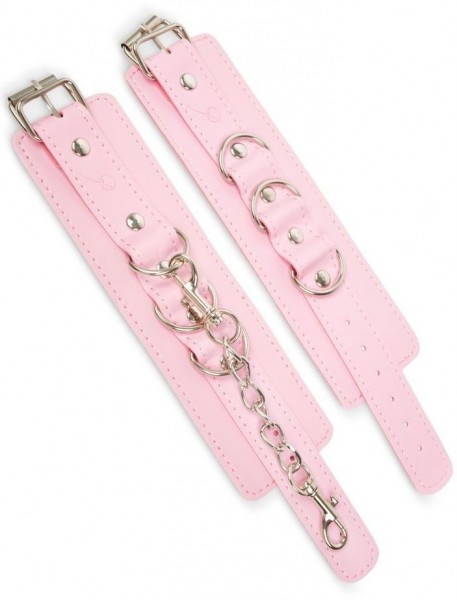 Розовые наручники с регулировкой на цепочке