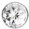 Большая серебристая анальная пробка Diamond Clear Sparkle Large с прозрачным кристаллом - 8 см.