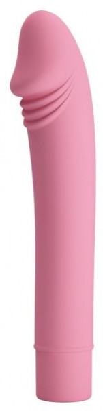 Нежно-розовый вибромассажер с выделенной головкой Polevik - 15,4 см.