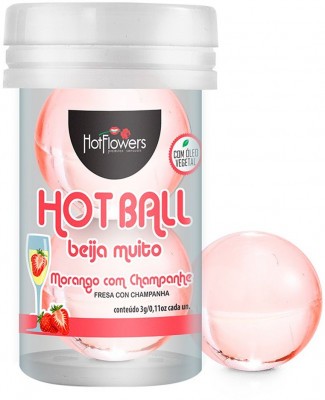 Лубрикант на масляной основе Hot Ball Beija Muito с ароматом клубники и шампанского (2 шарика по 3 гр.)