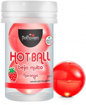 Лубрикант на масляной основе Hot Ball Beija Muito с ароматом клубники (2 шарика по 3 гр.)