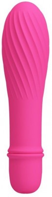 Ярко-розовый вибратор Solomon с бороздками - 12,3 см.