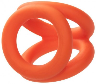 Оранжевое тройное эрекционное кольцо Liquid Silicone Tri-Ring