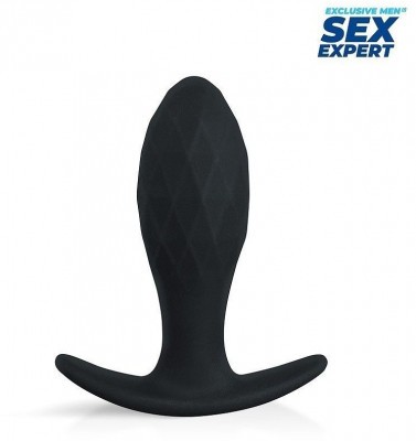 Черная силиконовая анальная пробка Sex Expert - 9,5 см.