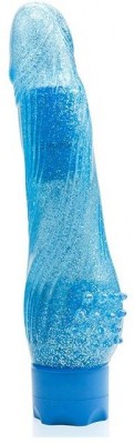 Голубой водонепроницаемый вибратор JELLY JOY ROUGH RIDGES MULTISPEED VIBE - 18 см.
