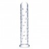 Прозрачный стеклянный фаллос с массажным рельефом 10  Extra Large Glass Dildo - 25,5 см.