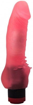 Розовый гелевый вибратор с шипами у основания - 17,8 см.