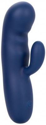 Синий вибромассажер-кролик Cashmere Silk Duo - 16,5 см.