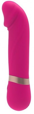 Розовый мини-вибратор с загнутой головкой Dildo Vibe - 11,7 см.