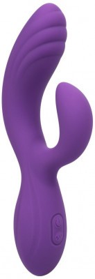 Фиолетовый вибромассажер-кролик Stella Liquid Silicone “C” Curve - 19 см.