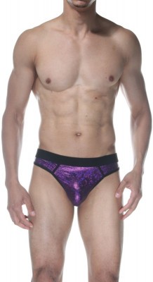 Фиолетовые блестящие мужские трусы-стринги