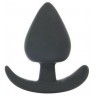 Черная каплевидная анальная силиконовая пробка с ограничителем - 8 см.