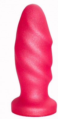 Розовая анальная пробка с рельефом - 12,9 см.