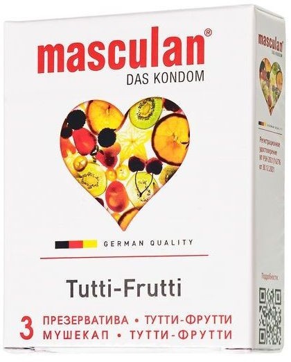 Презервативы Masculan Tutti-Frutti с фруктовым ароматом - 3 шт.