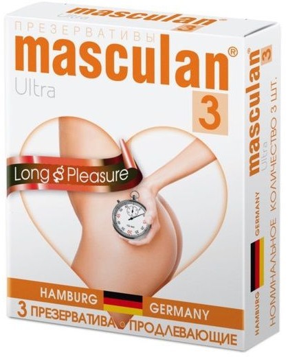 Презервативы Masculan Long Pleasure с продлевающим эффектом - 3 шт.