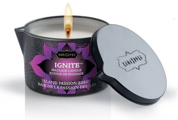 Массажная свеча Ignite Island Passion Berry с ароматом маракуйи и папайи - 170 гр.