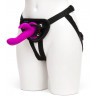 Лиловый страпон Rechargeable Vibrating Strap-On Harness Set - 17,6 см.