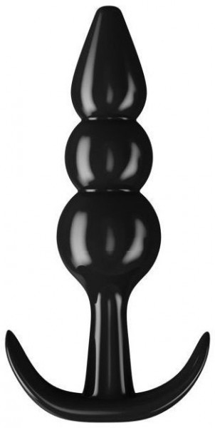 Черный анальный стимулятор с широким основанием - 10 см.
