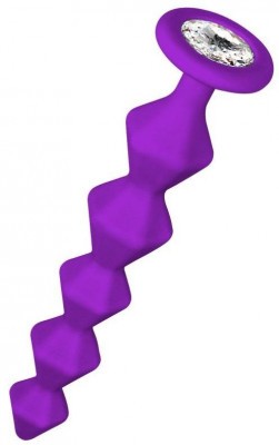 Фиолетовая анальная цепочка с кристаллом Chummy - 16 см.