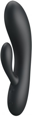 Черный вибратор с клиторальным отростком Matt - 16,9 см.