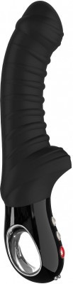 Черный вибратор с рёбрышками Tiger Black Line - 22,3 см.