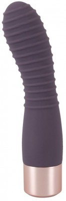 Фиолетовый вибратор с ребрышками Elegant Flexy Vibe - 15 см.