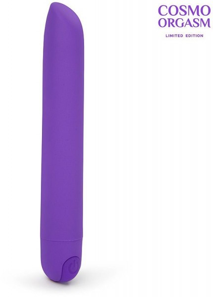 Фиолетовый мини-вибромассажёр со скошенным кончиком - 13 см.