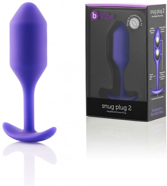 Фиолетовая пробка для ношения B-vibe Snug Plug 2 - 11,4 см.