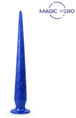 Синий стимулятор с ромбовидным рельефом - 31,5 см.
