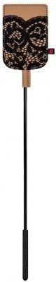 Бежевый тиклер с черными кружевами - 43 см.