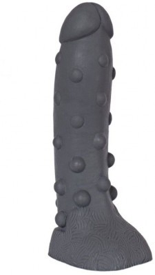 Тёмно-серый фаллоимитатор  Троллик  с крупными шишечками - 27 см.