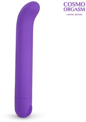 Фиолетовый вибромассажёр с загнутым кончиком - 13 см.