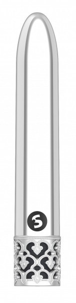 Серебристая перезаряжаемая вибропуля Shiny - 10,8 см.