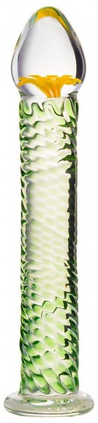 Стеклянный фаллоимитатор со спиралевидным рельефом - 16,5 см.